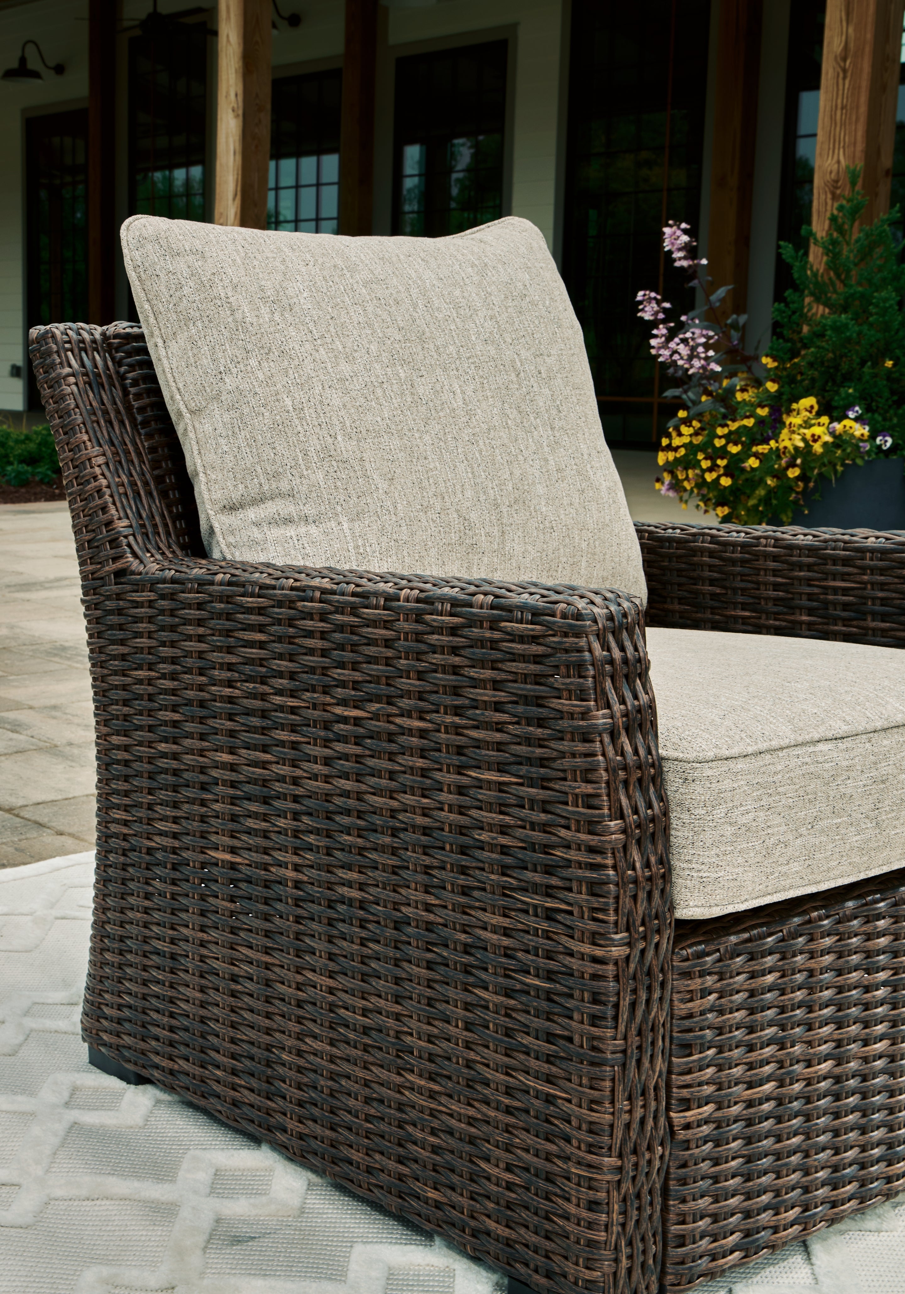 Brook Ranch Outdoor Sofa Sectional, Bench, Lounge Chair and Table, Brown