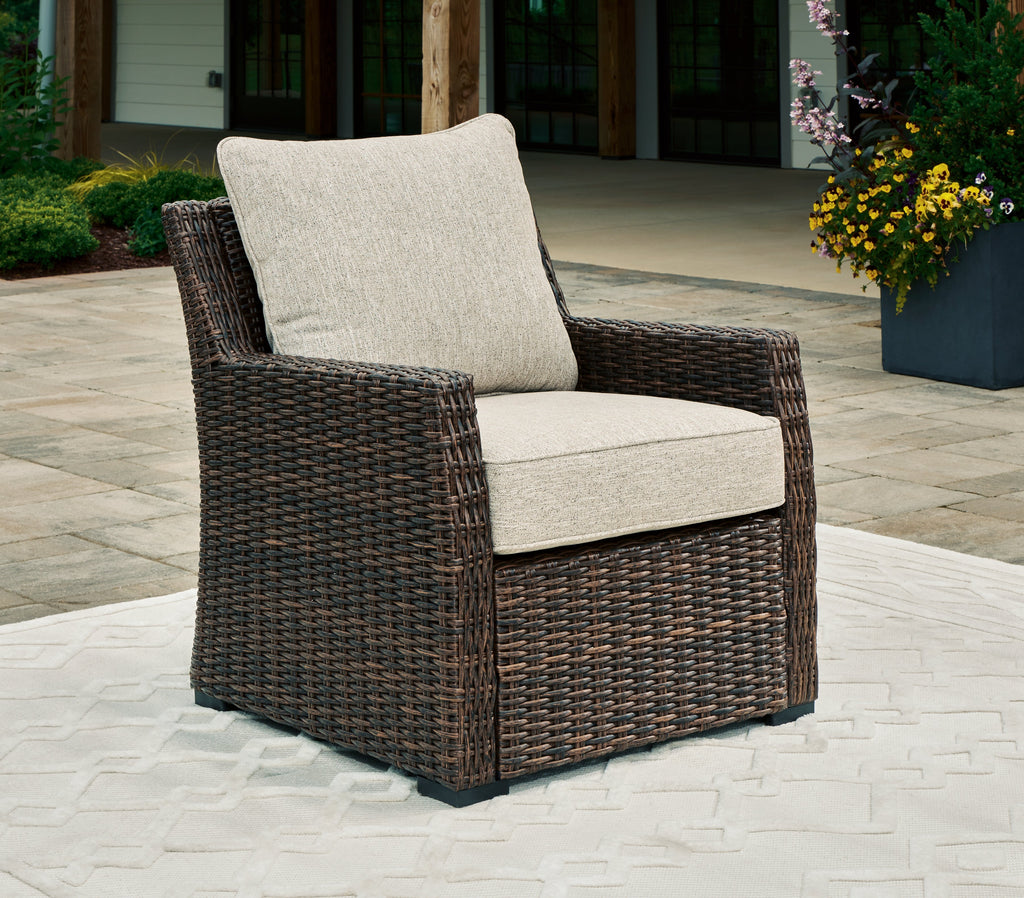 Brook Ranch Outdoor Sofa Sectional, Bench, Lounge Chair and Table, Brown