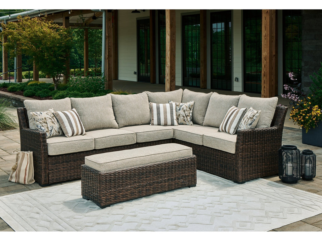 Brook Ranch Brown Outdoor Sofa Sectional/Bench with Cushion (Set of 3)