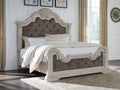 Bruchandi Antique White California King Upholstered Panel Bed