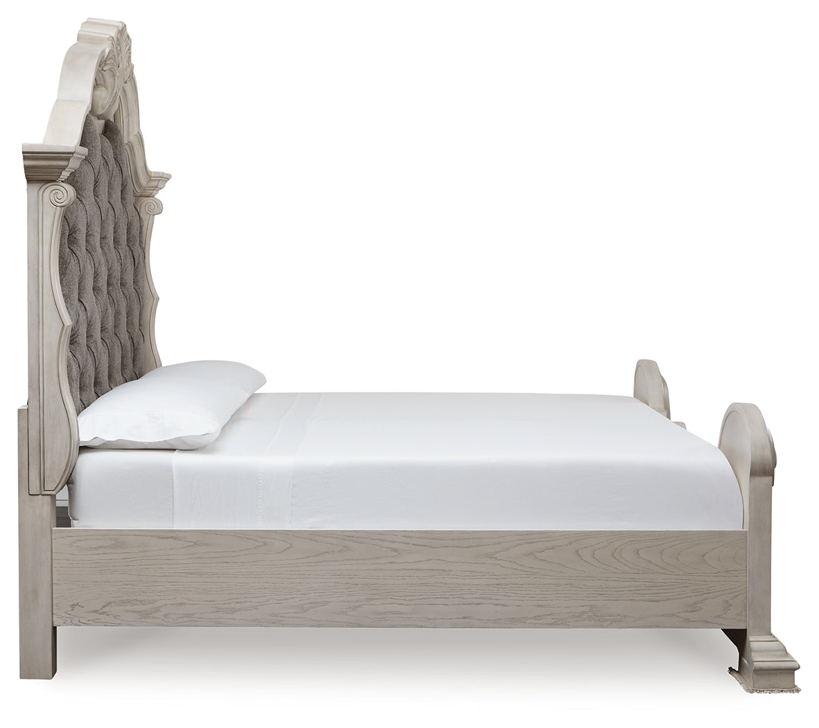 Bruchandi Antique White California King Upholstered Panel Bed
