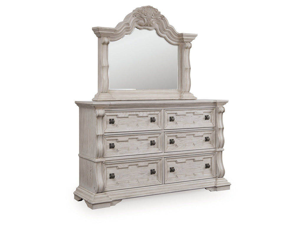 Bruchandi Antique White Dresser and Mirror