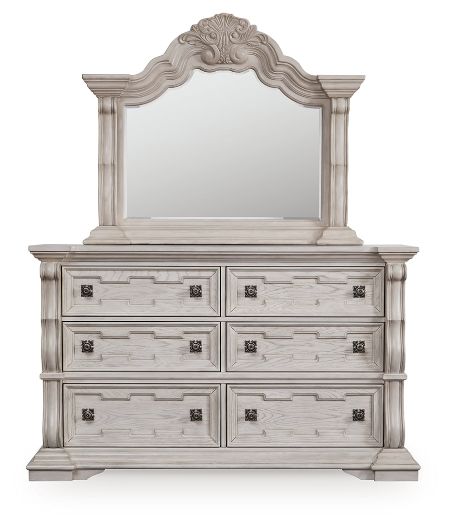 Bruchandi Antique White Dresser and Mirror
