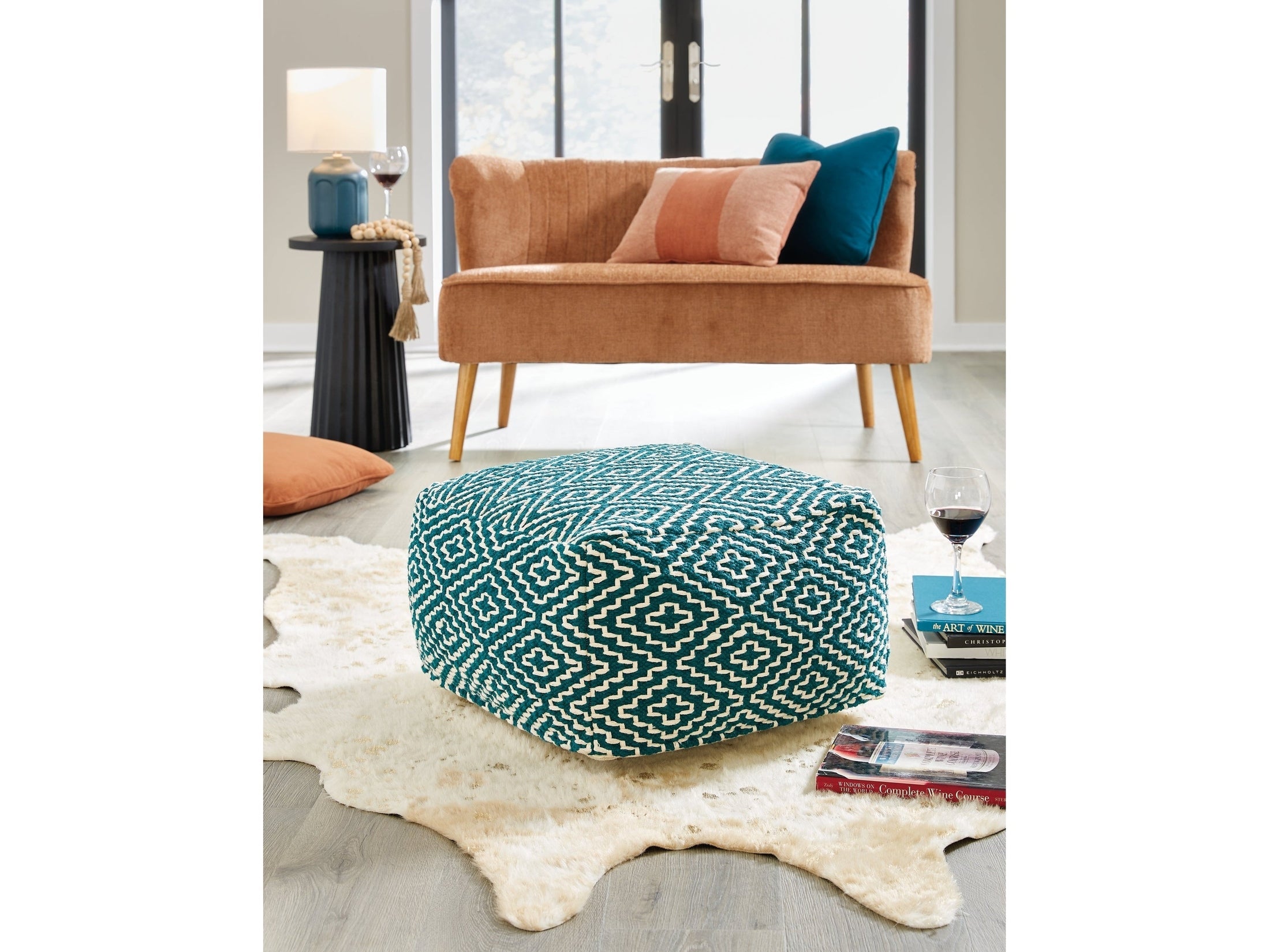 Brynnsen Teal/Ivory Pouf