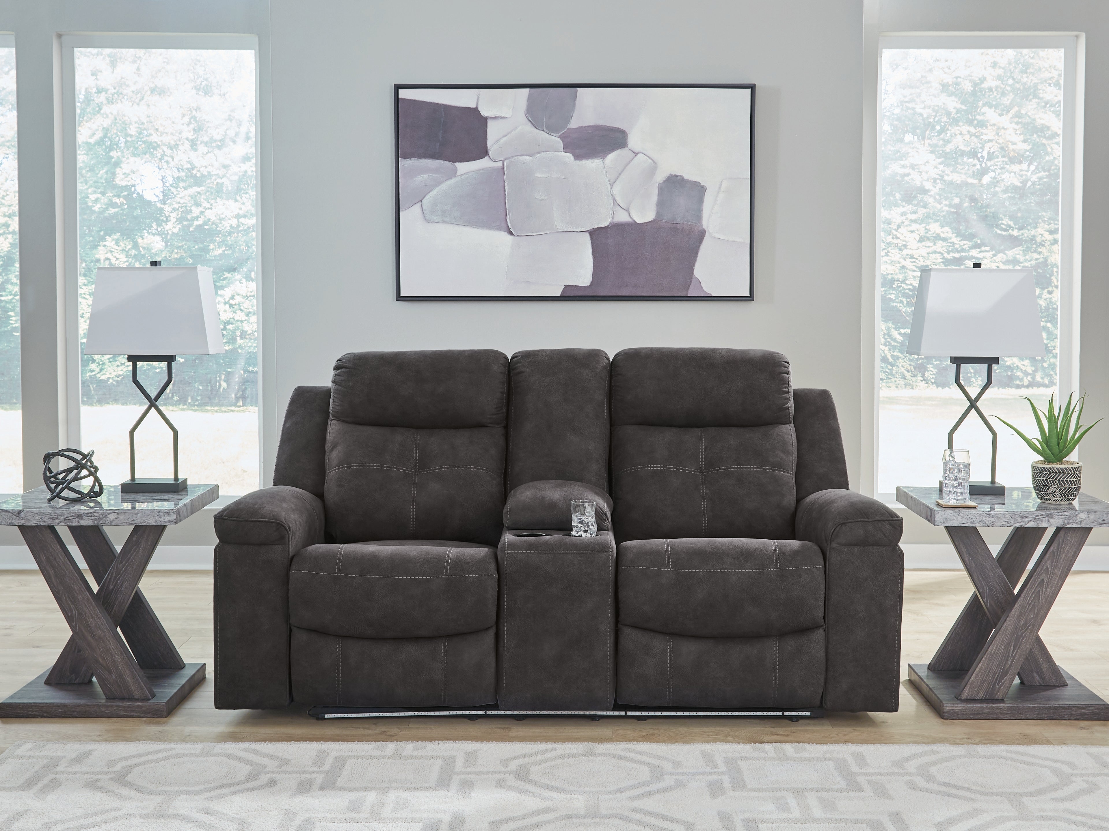 Brysonview Charcoal DBL Rec Loveseat w/Console