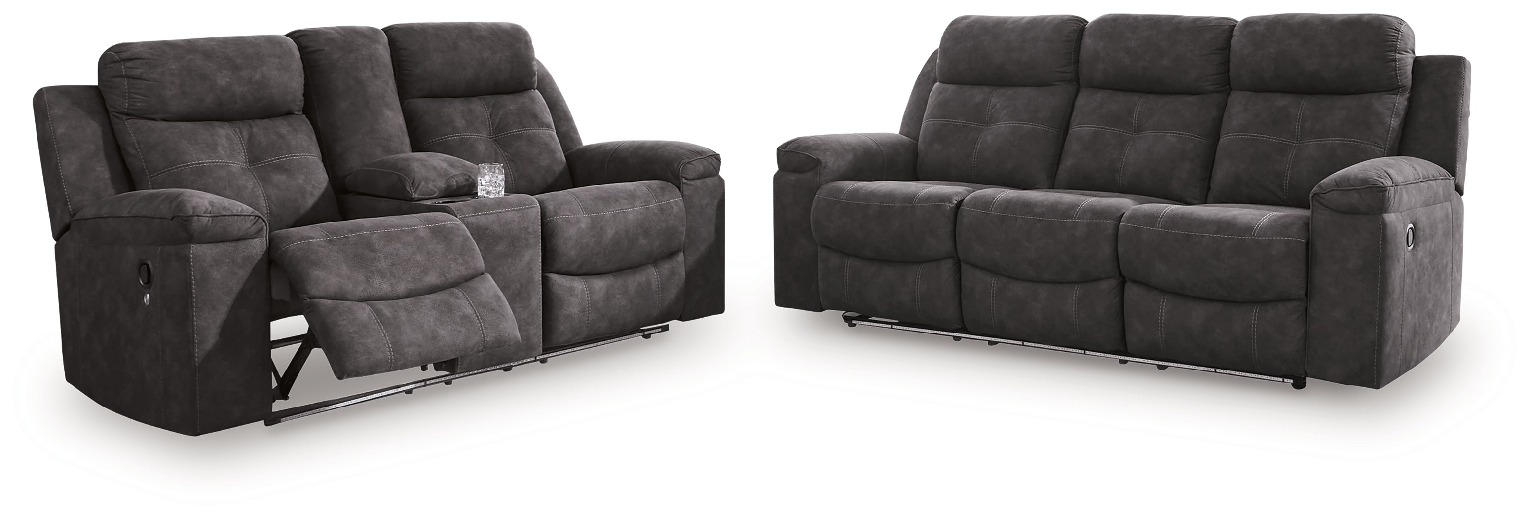 Brysonview Charcoal Reclining Sofa and Loveseat