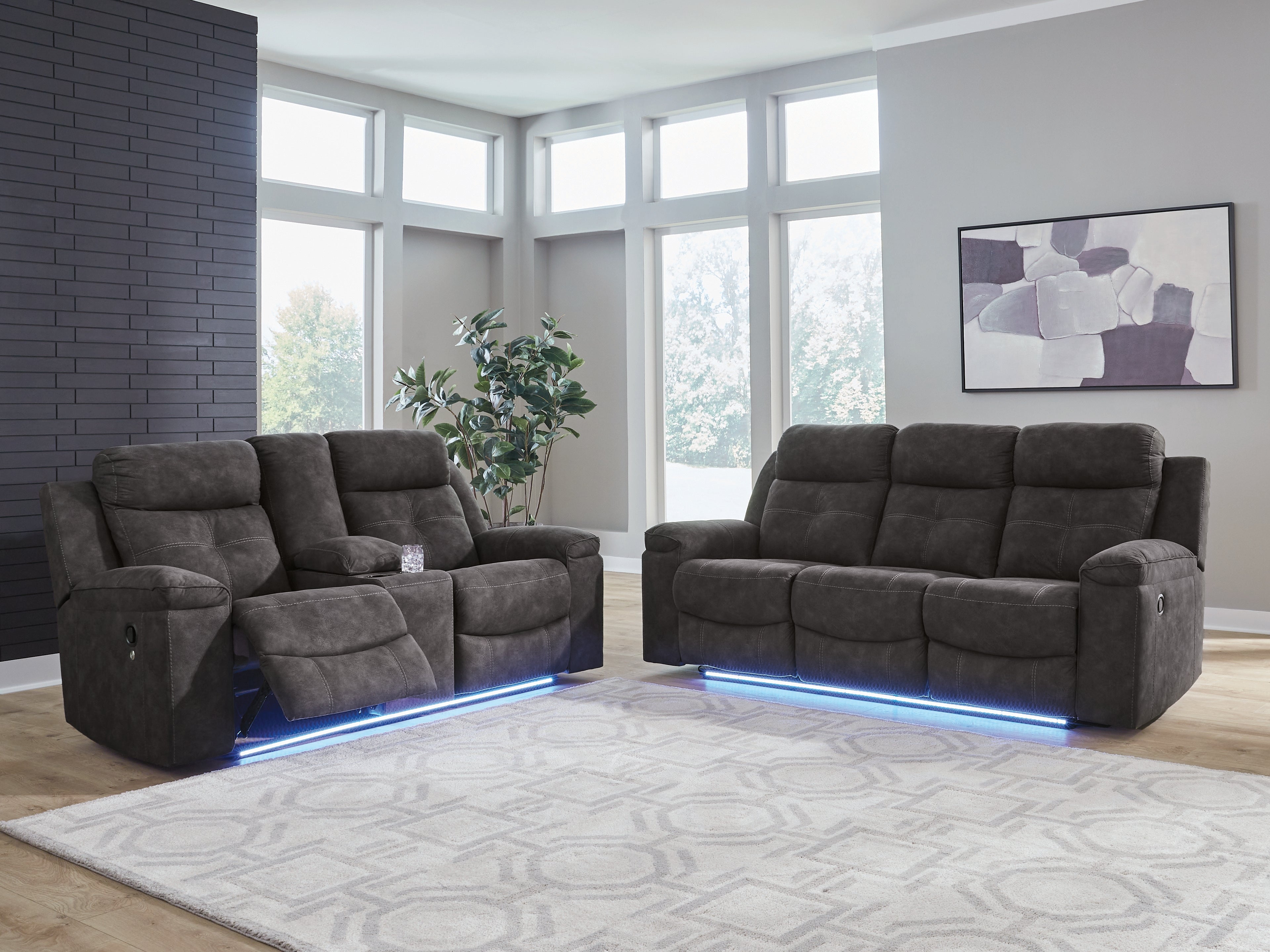 Brysonview Charcoal Reclining Sofa and Loveseat