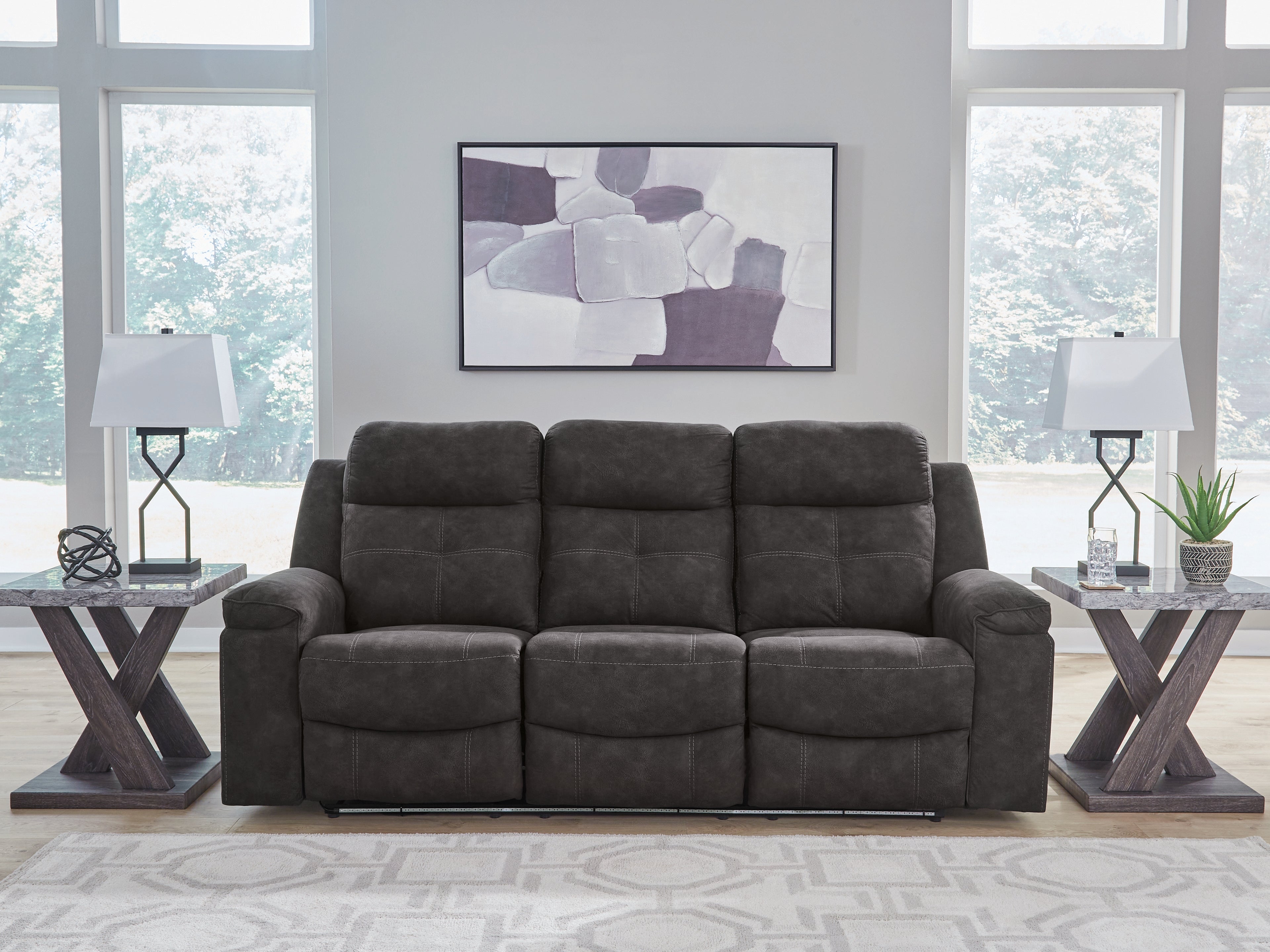 Brysonview Charcoal Reclining Sofa and Loveseat