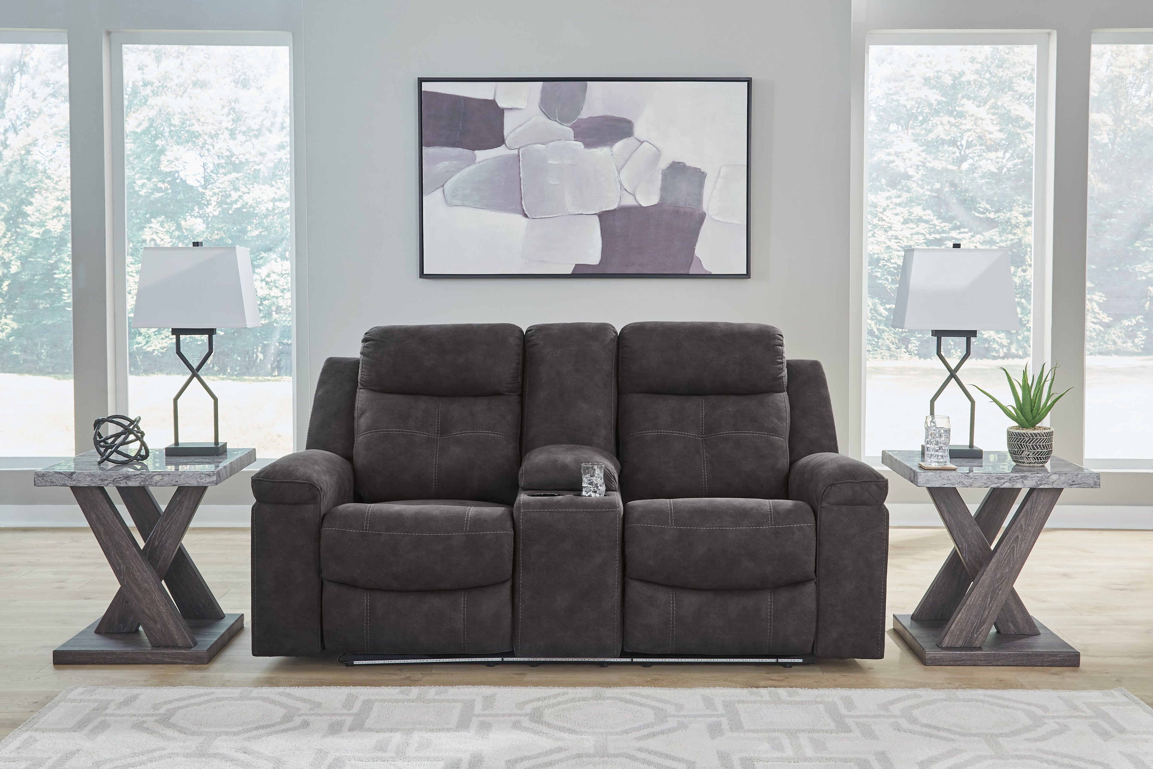 Brysonview Charcoal Reclining Sofa and Loveseat
