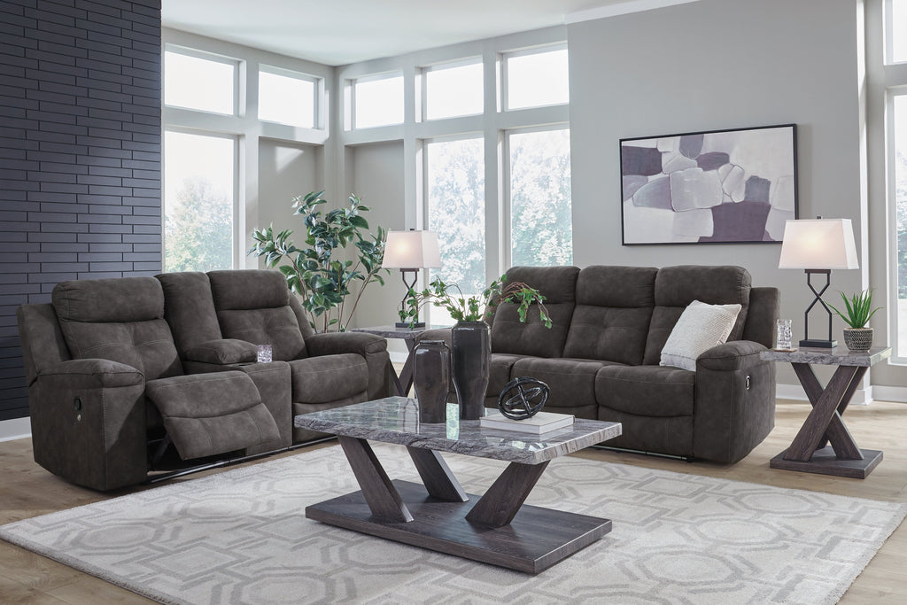 Brysonview Charcoal Reclining Sofa and Loveseat