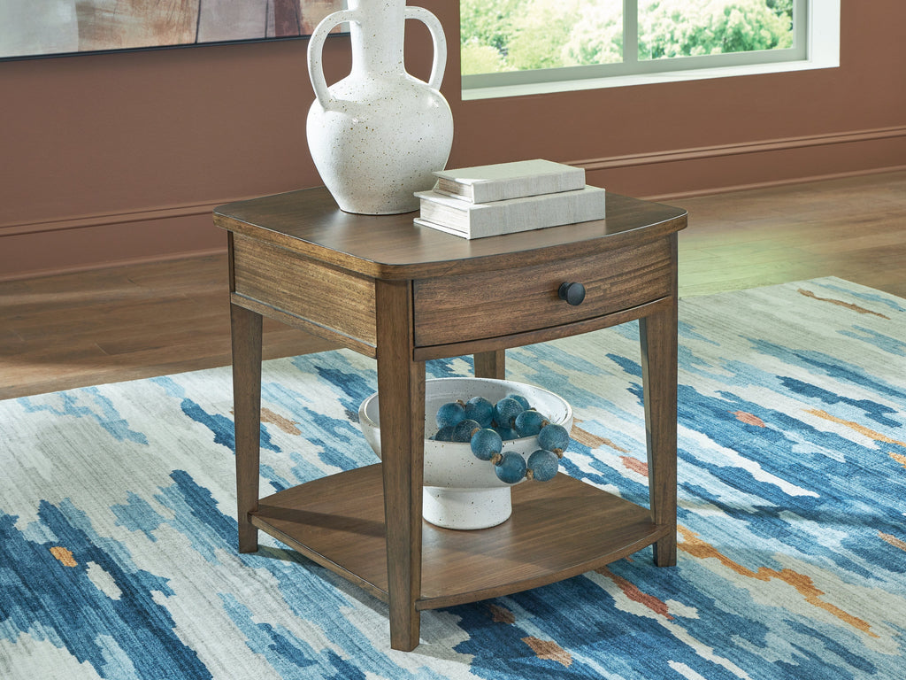 Burkbyer Brown Rectangular End Table