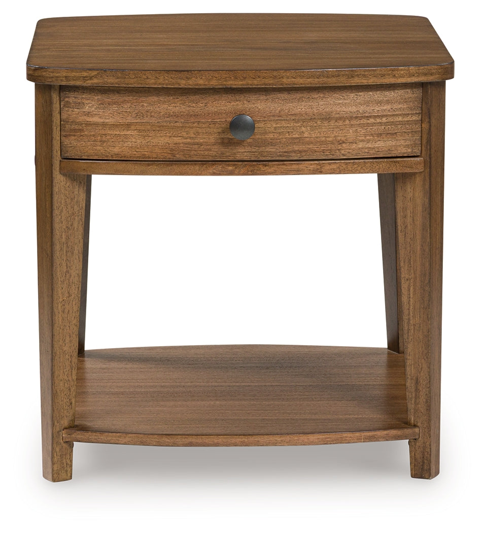 Burkbyer Brown Rectangular End Table