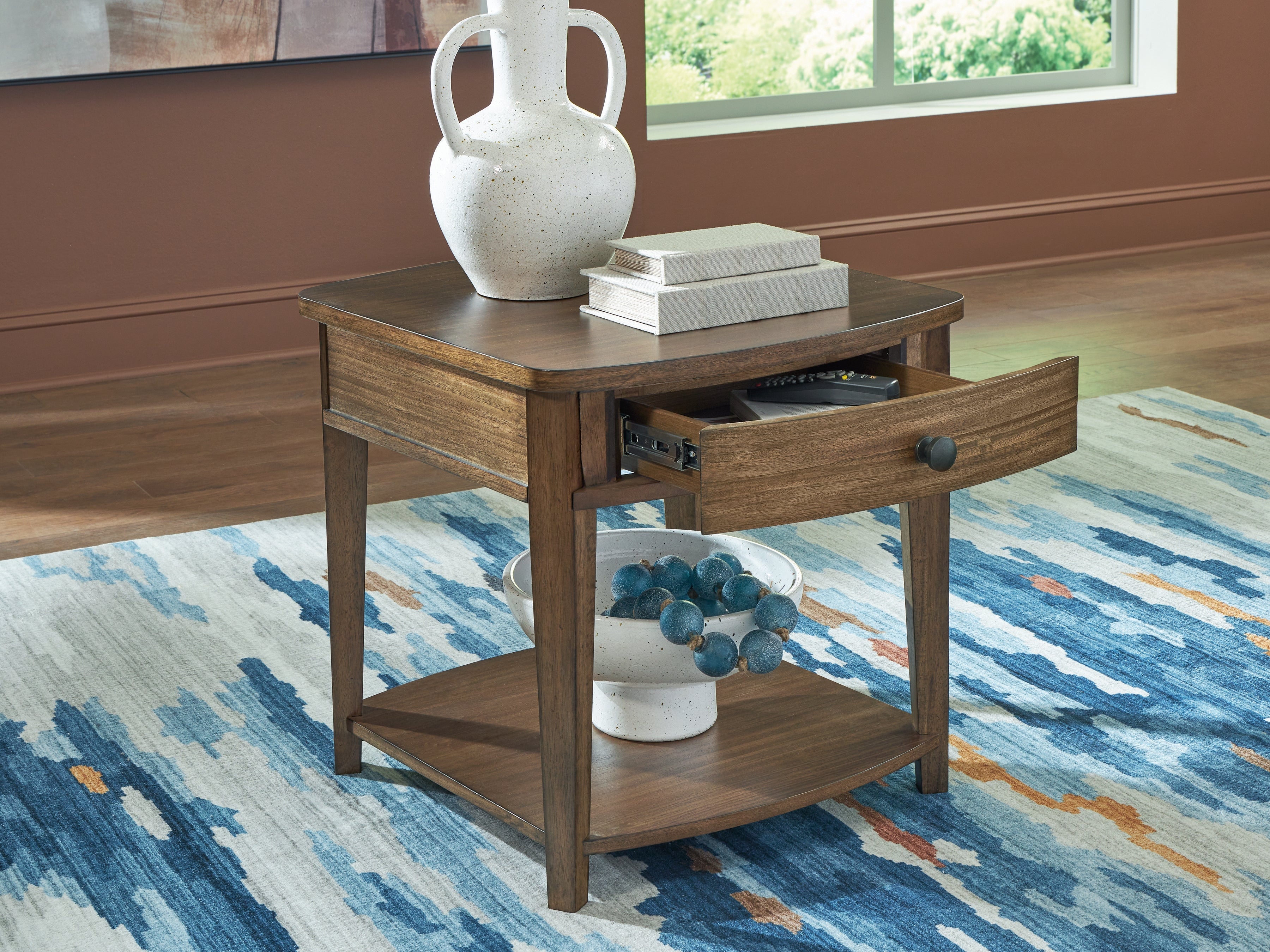 Burkbyer Brown Rectangular End Table