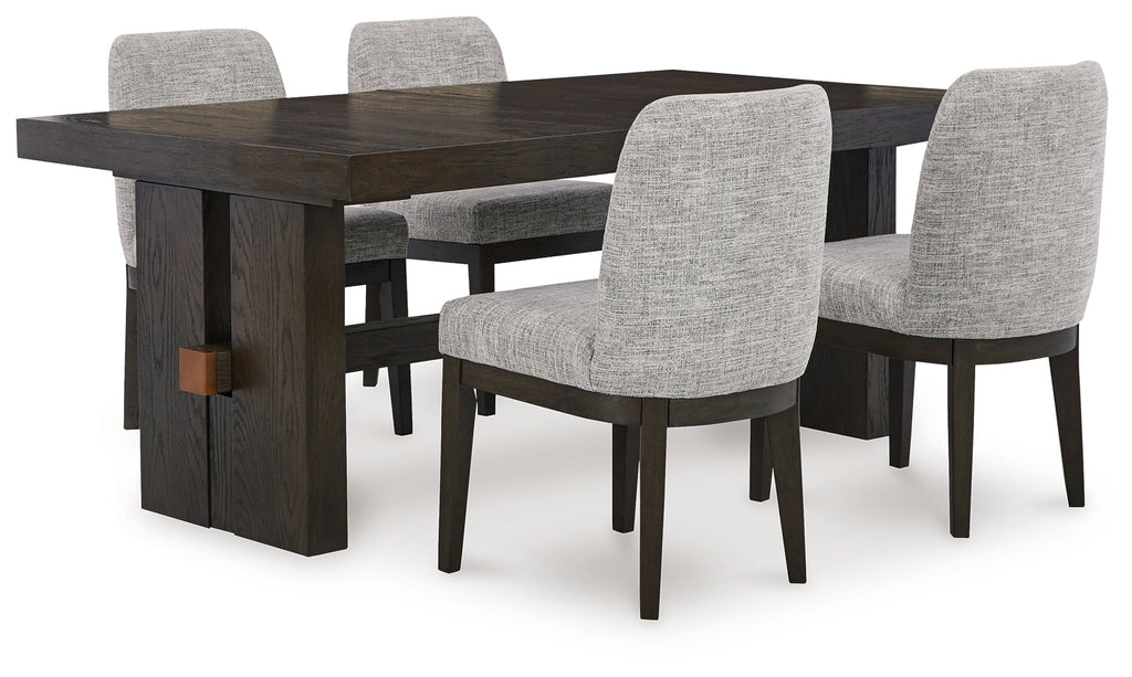 Burkhaus Beige/Dark Brown Dining Table and 4 Chairs