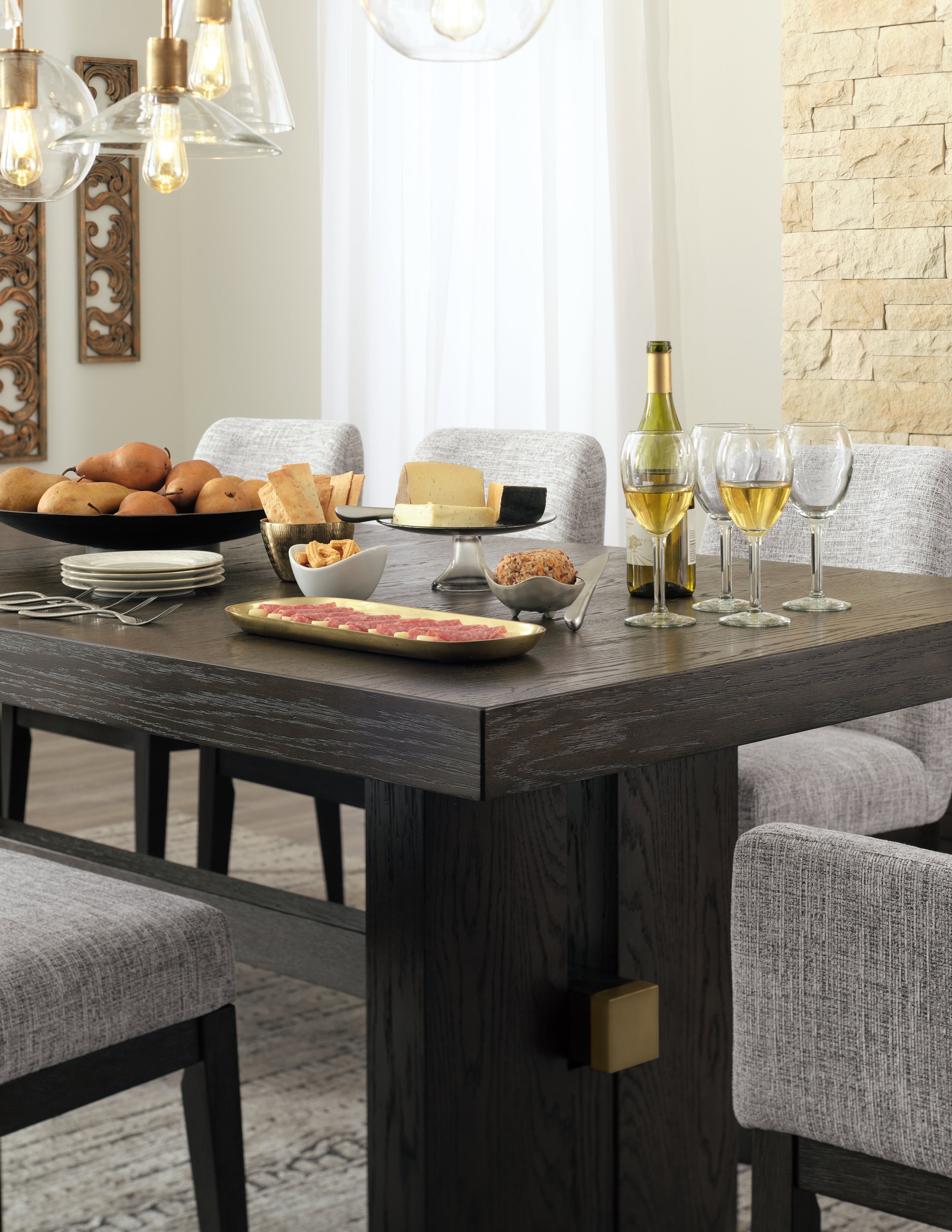 Burkhaus Beige/Dark Brown Dining Table and 4 Chairs