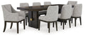 Burkhaus Beige/Dark Brown Dining Table and 8 Chairs