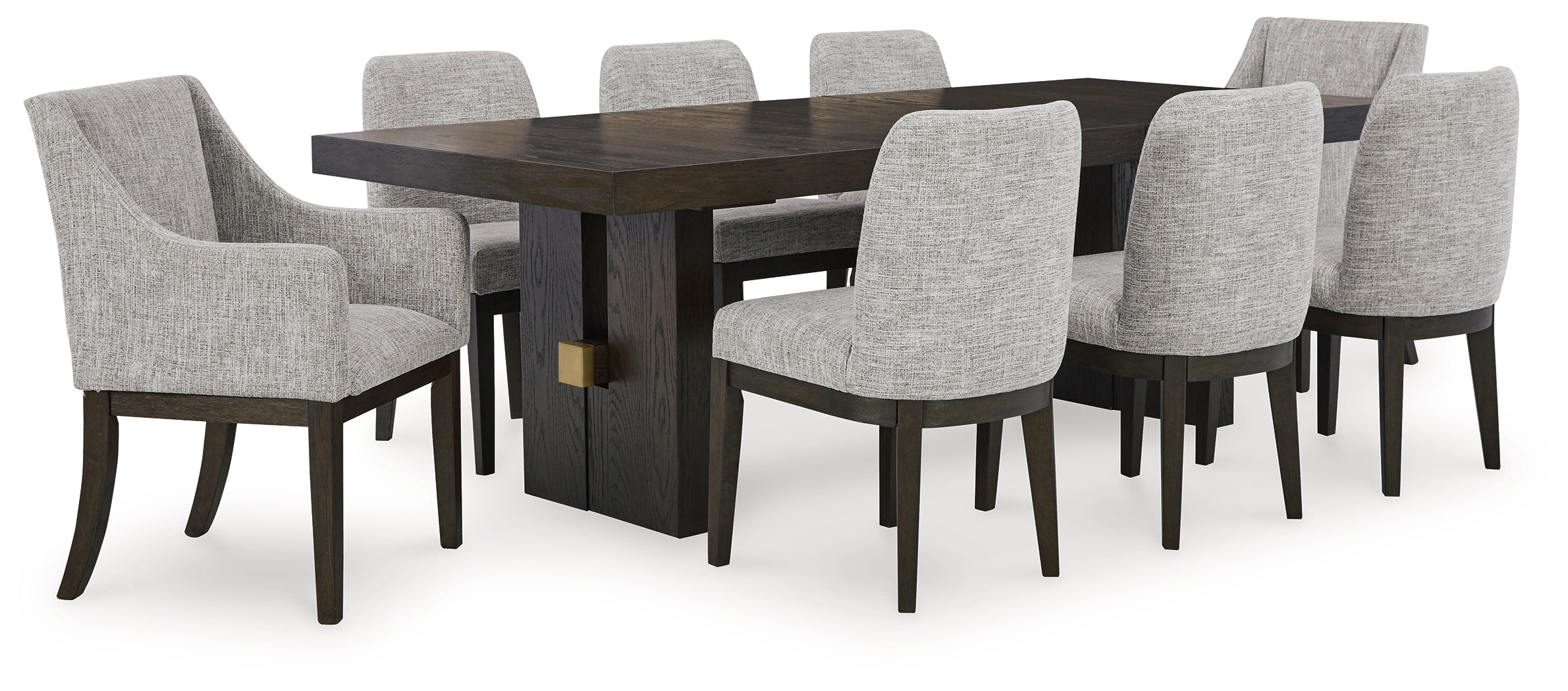 Burkhaus Beige/Dark Brown Dining Table and 8 Chairs