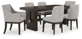 Burkhaus Beige/Dark Brown Dining Table w/ 6 Chairs