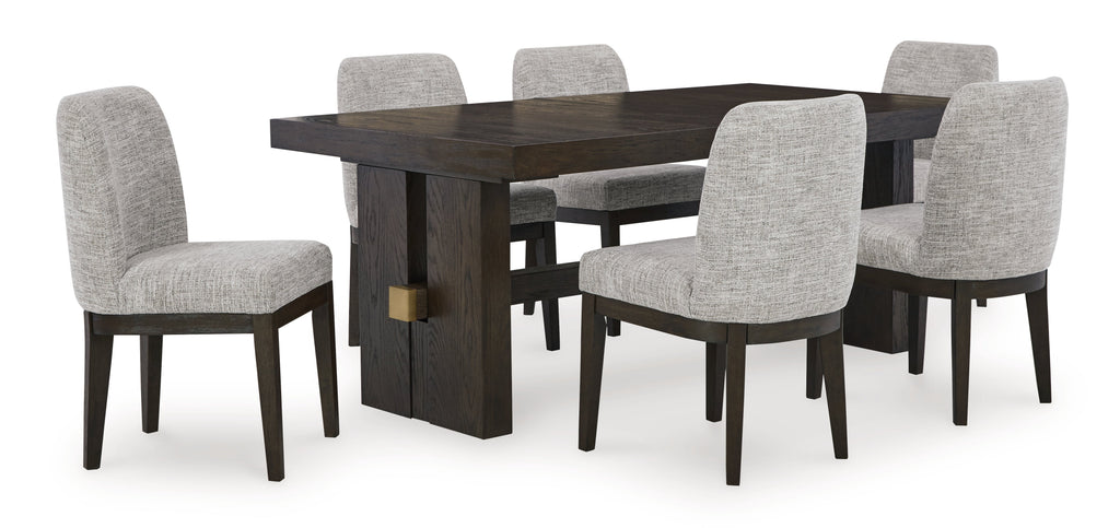 Burkhaus Beige/Dark Brown Dining Table with 6 Chairs