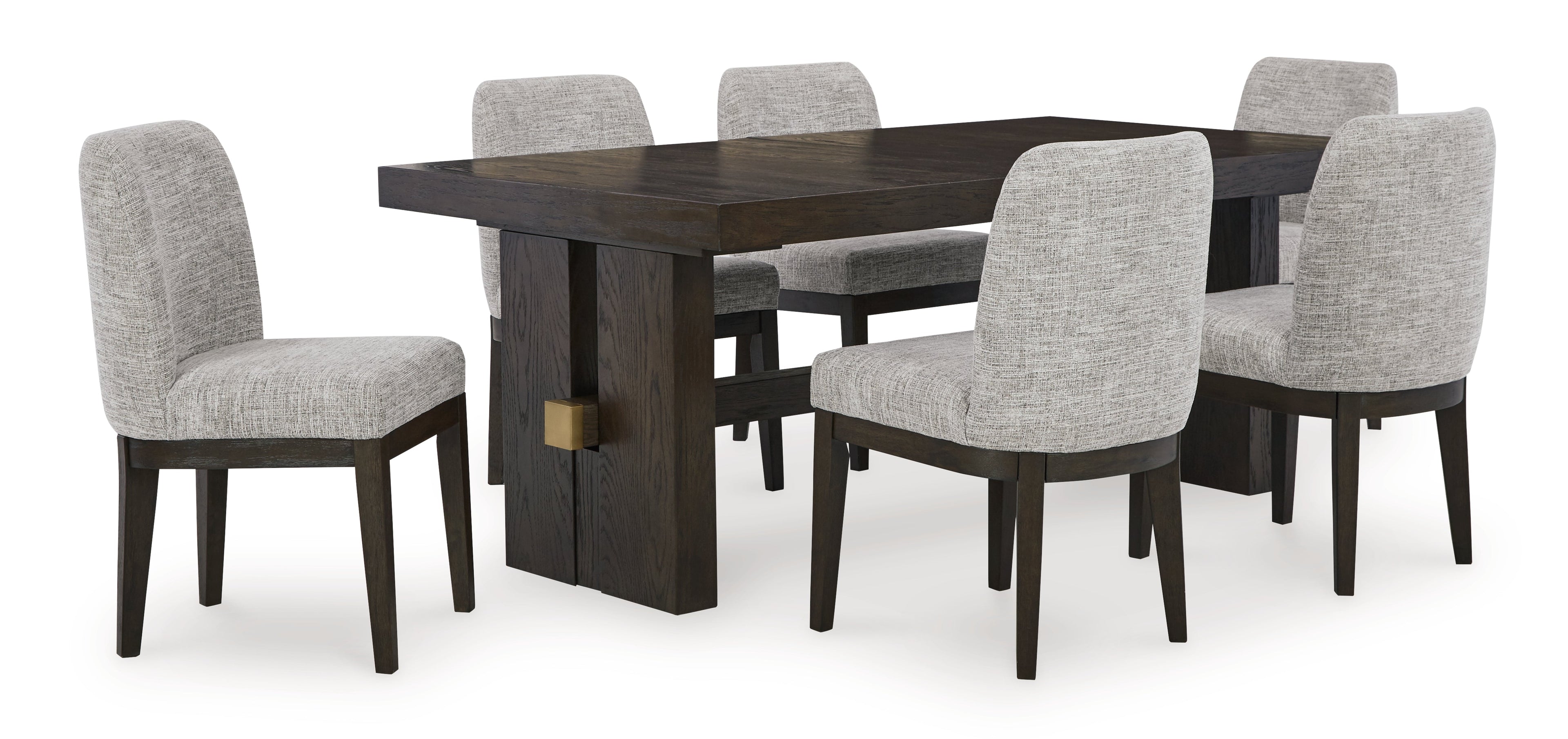 Burkhaus Beige/Dark Brown Dining Table with 6 Chairs
