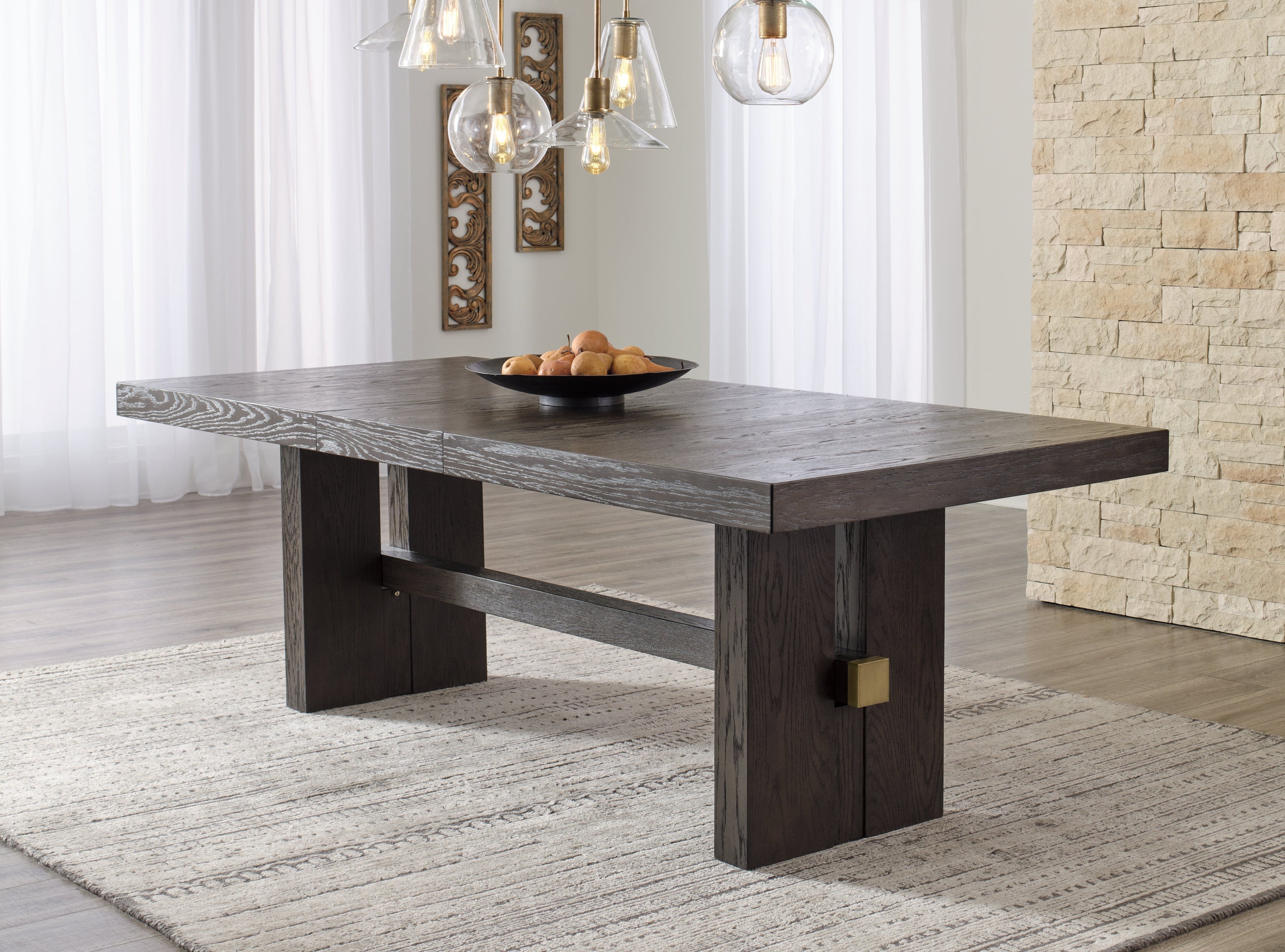 Burkhaus Beige/Dark Brown Dining Table with 6 Chairs