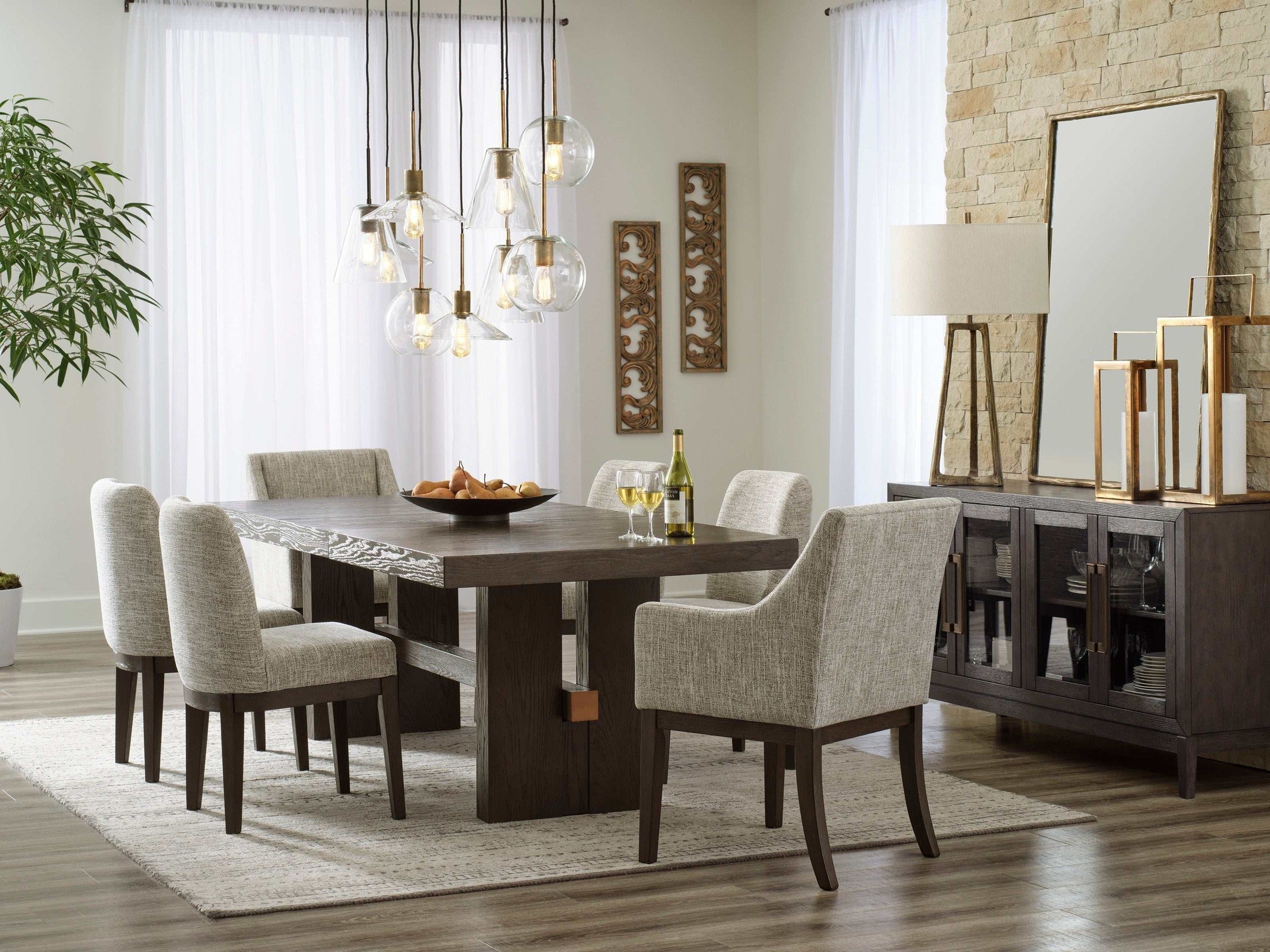 Burkhaus Dark Brown Dining Room Set / 7pc (4 side chairs)