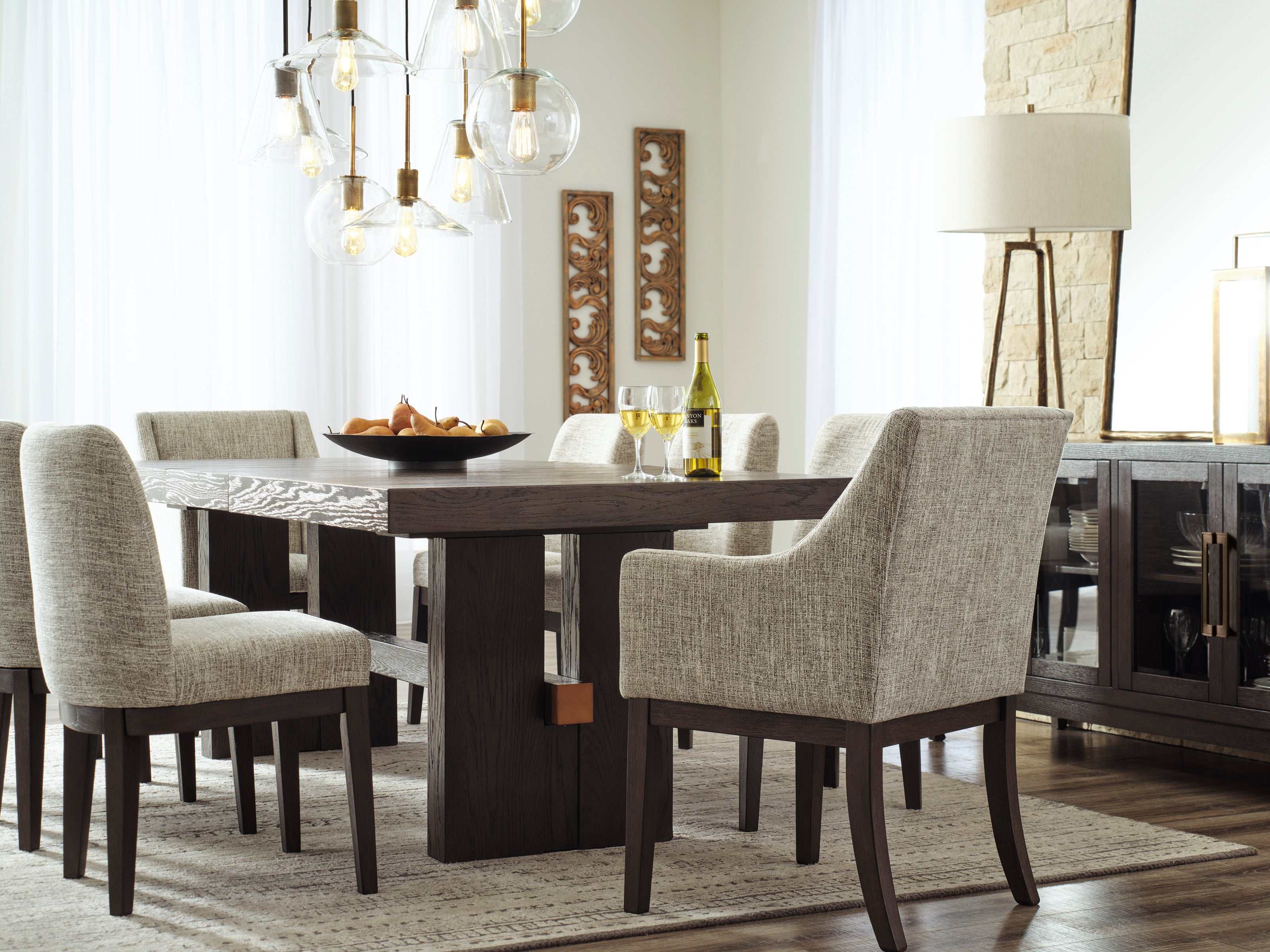 Burkhaus Dark Brown Dining Room Set / 7pc (4 side chairs)