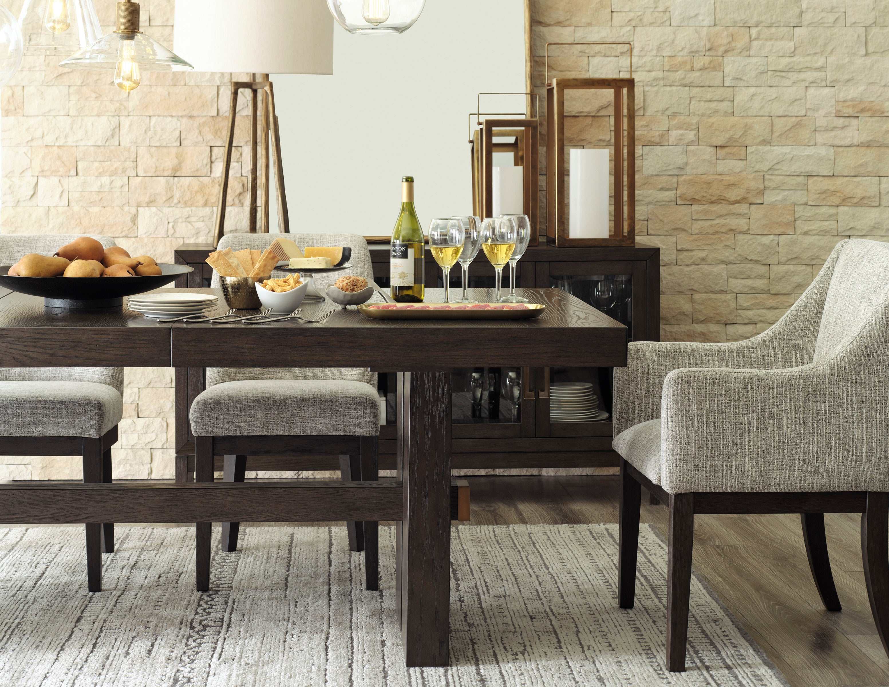 Burkhaus Dark Brown Dining Room Set / 7pc (4 side chairs)