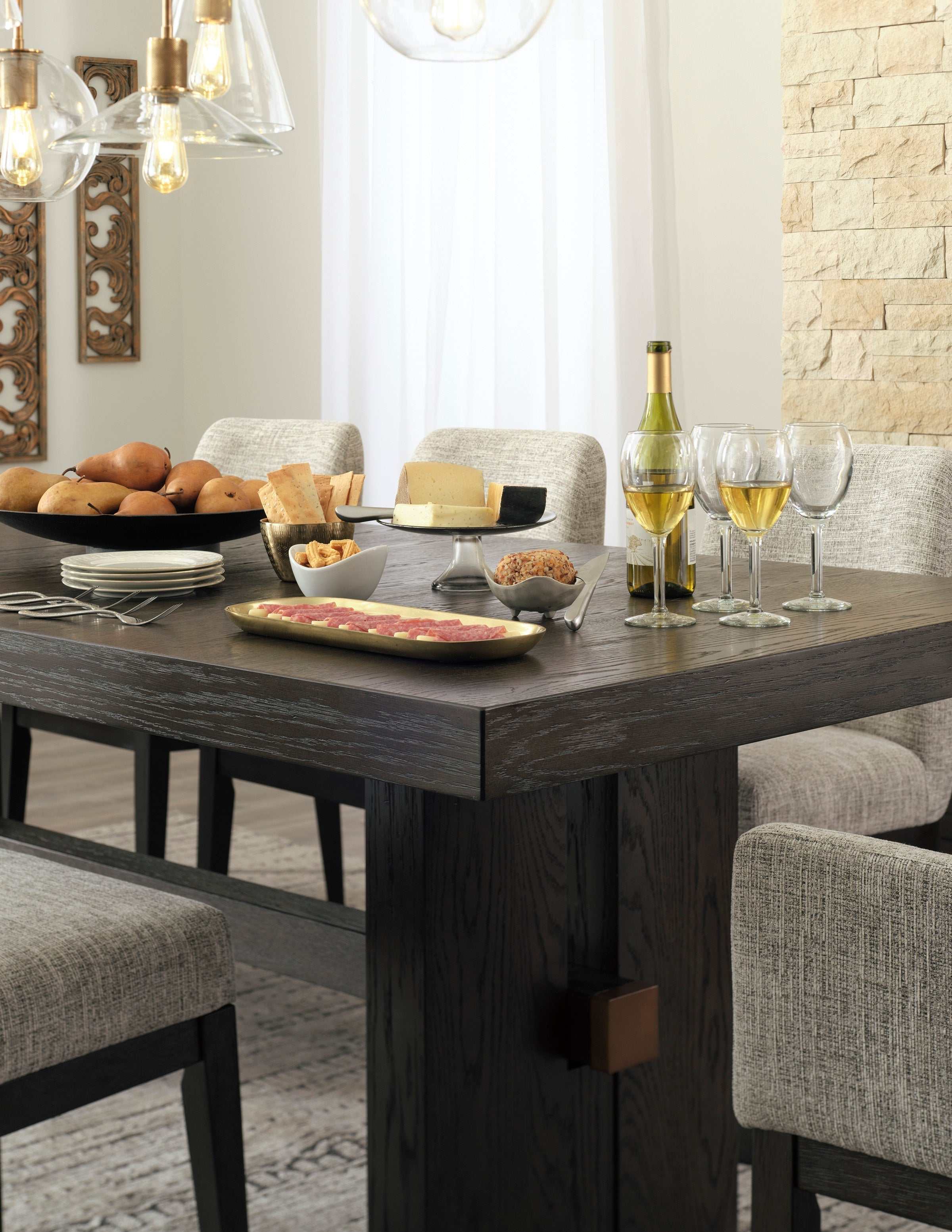 Burkhaus Dark Brown Dining Room Set / 7pc (6 side chairs)