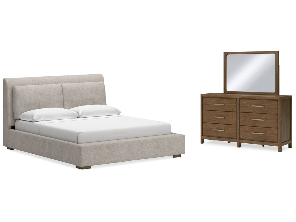 Cabalynn King Upholstered Bedroom Set with Dresser and Mirror