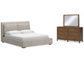 Cabalynn King Upholstered Bedroom Set with Dresser and Mirror