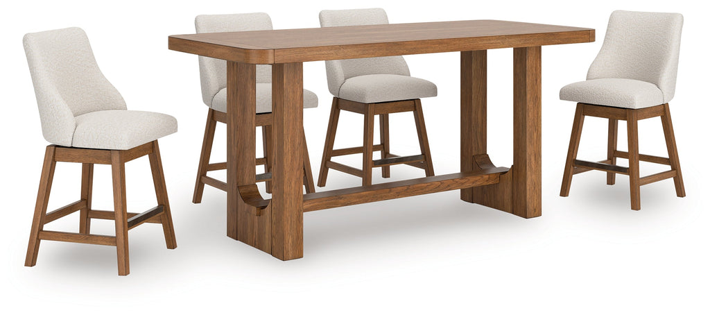 Cabalynn Light Brown Counter Height Dining Table and 4 Barstools