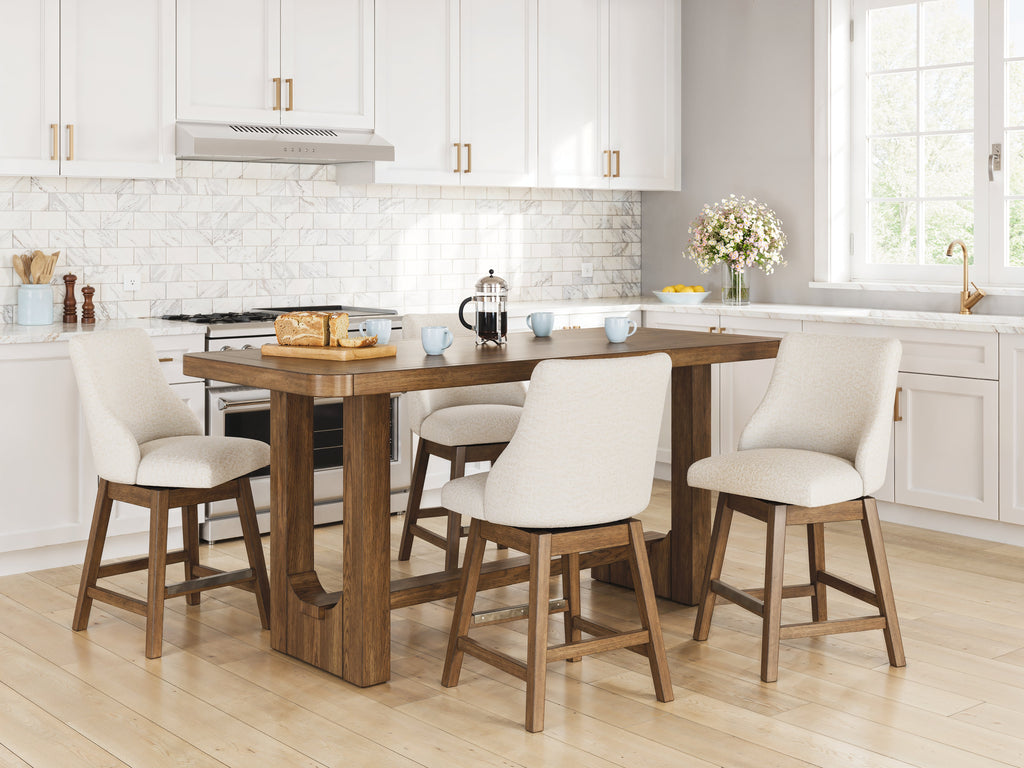 Cabalynn Light Brown Counter Height Dining Table and 4 Barstools