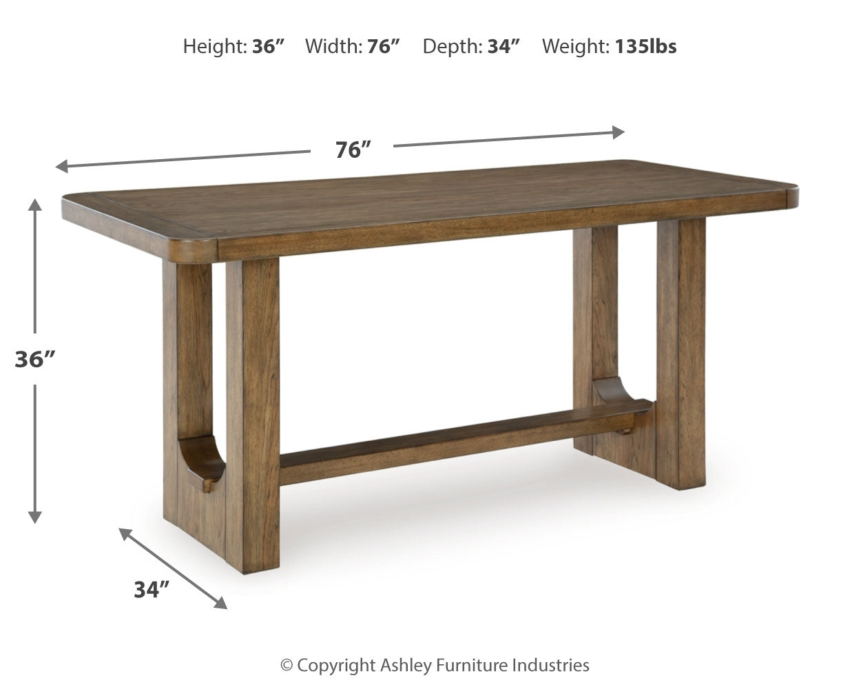Cabalynn Light Brown Counter Height Dining Table and 4 Barstools