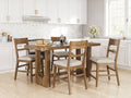 Cabalynn Light Brown Counter Height Dining Table w/ 4 Barstools
