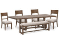 Cabalynn Light Brown Dining Table w/4 Chairs & Bench