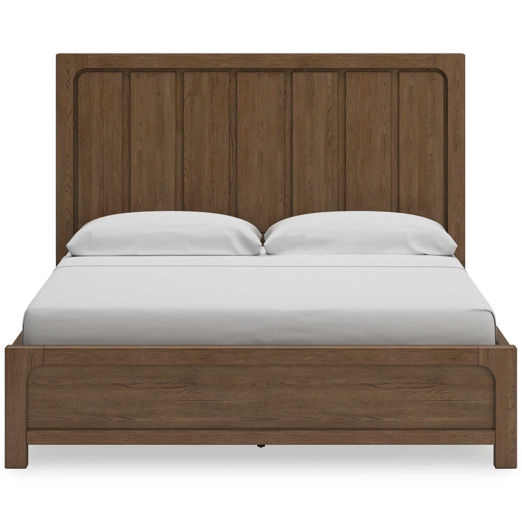 Cabalynn Light Brown King Panel Bed w/ 4 Storage Drawers