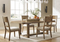 Cabalynn Oatmeal/Light Brown Extension Dining Table and 4 Chairs