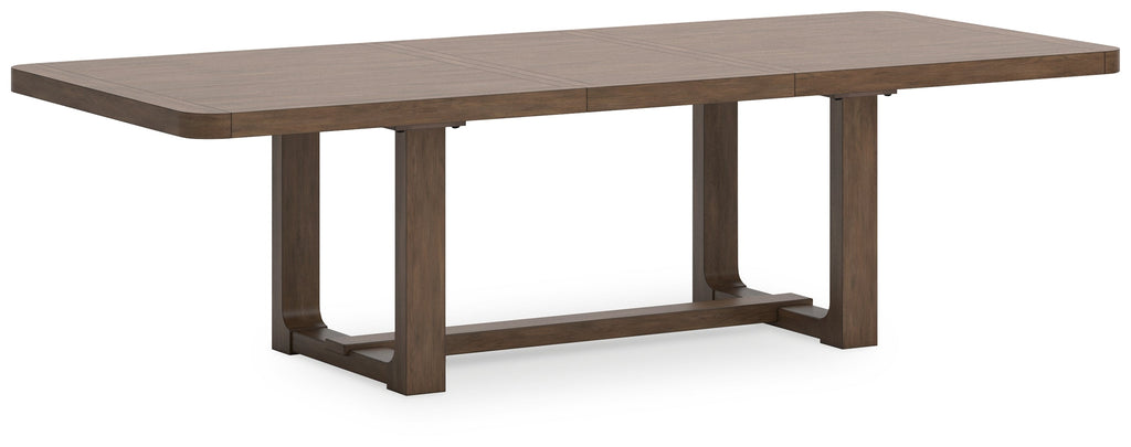 Cabalynn Oatmeal/Light Brown Extension Dining Table and 4 Chairs