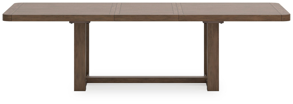 Cabalynn Oatmeal/Light Brown Extension Dining Table and 4 Chairs