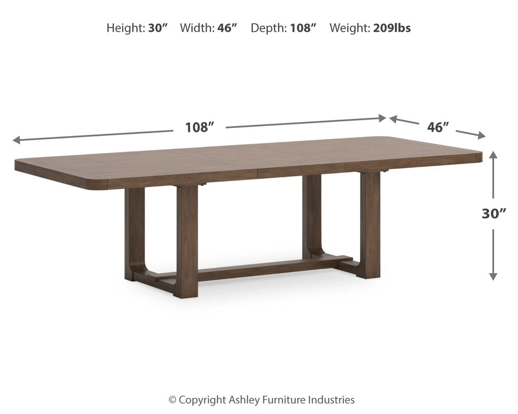 Cabalynn Oatmeal/Light Brown Extension Dining Table and 4 Chairs