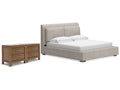 Cabalynn Oatmeal/Light King Upholstered Bedroom Set, Brown