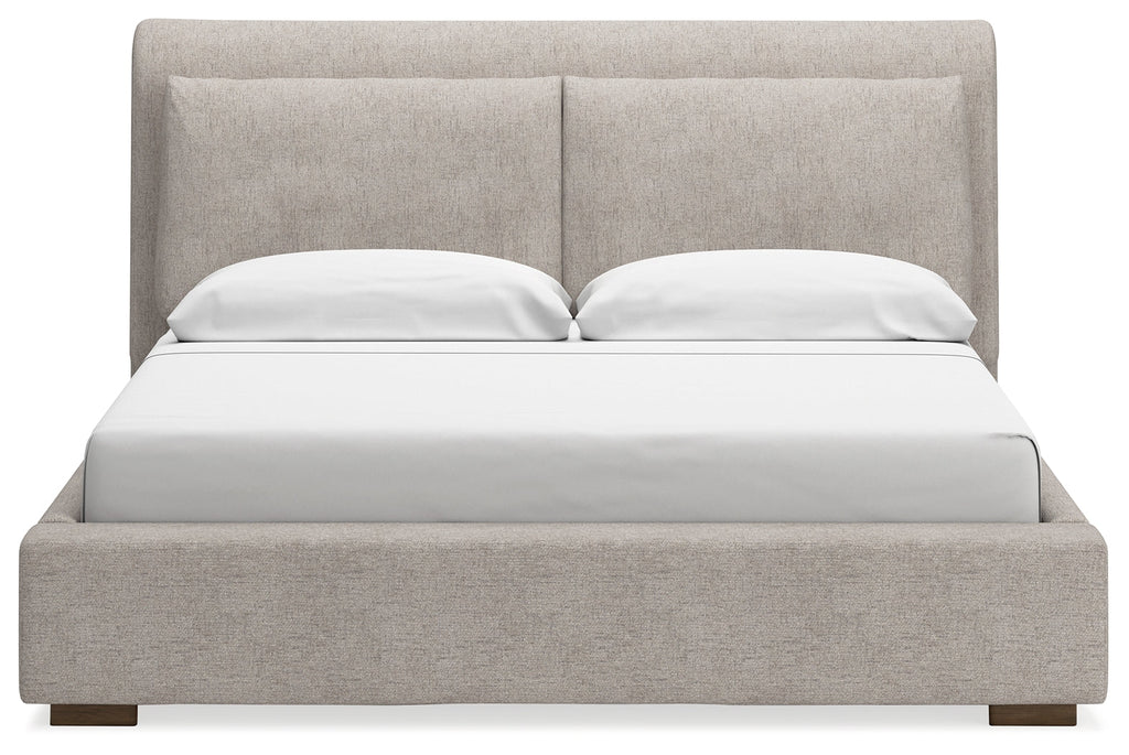 Cabalynn Oatmeal/Light King Upholstered Bedroom Set, Brown