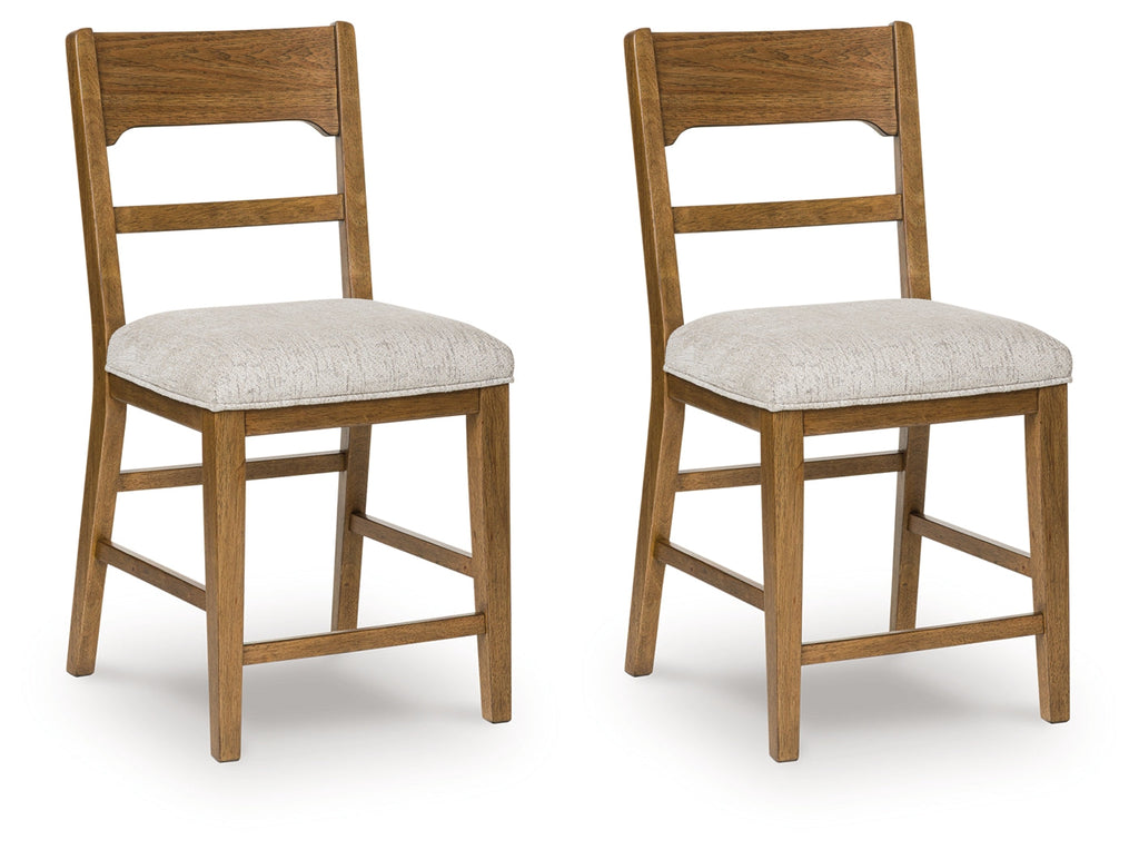 Cabalynn Oatmeal/Light Brown Upholstered Barstool (Set of 2)