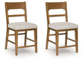 Cabalynn Oatmeal/Light Brown Upholstered Barstool (Set of 2)