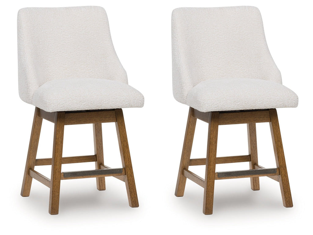 Cabalynn Oatmeal/Light Brown Upholstered Barstool (Set of 2)