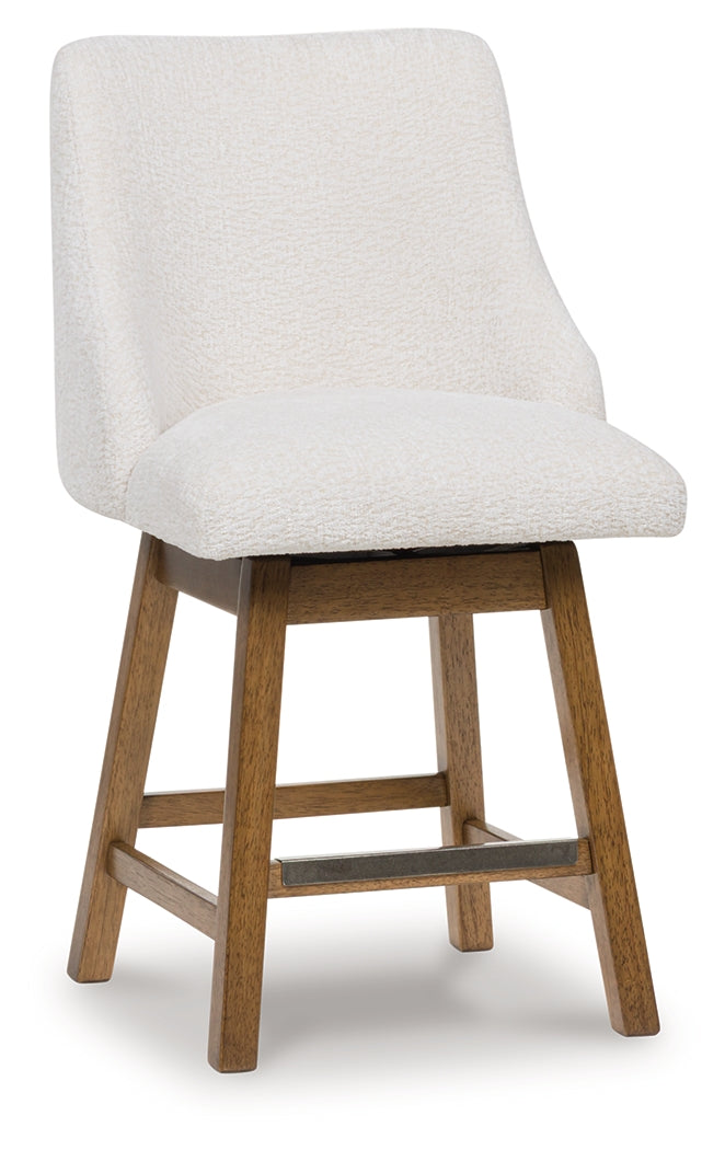 Cabalynn Oatmeal/Light Brown Upholstered Barstool (Set of 2)