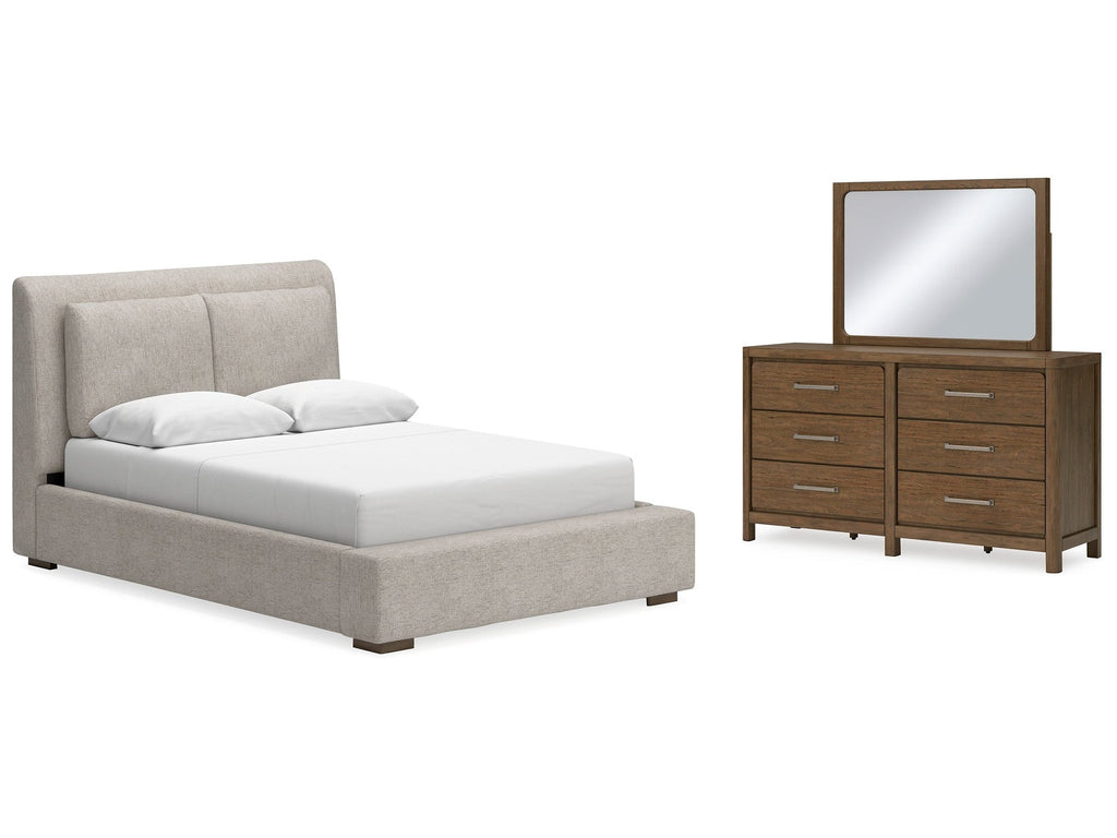Cabalynn Queen Upholstered Bedroom Set with Dresser and Mirror