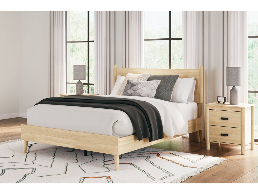 Cabinella Tan Queen Platform Panel Bed
