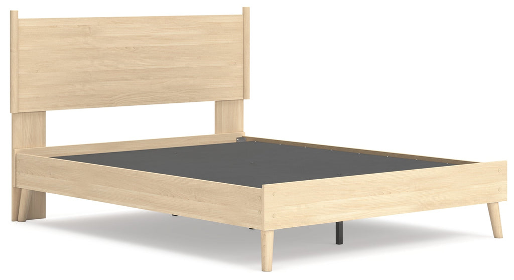 Cabinella Tan Queen Platform Panel Bed